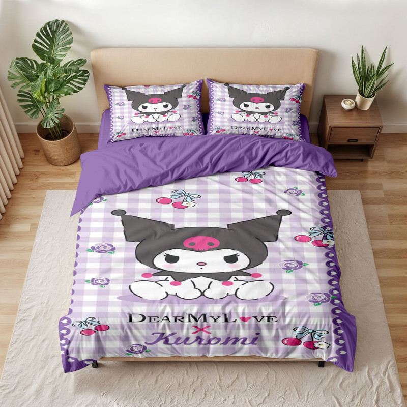 سرویس خواب تک نفره 5 تکه مدل کرومی kuromi کد sanrio 05