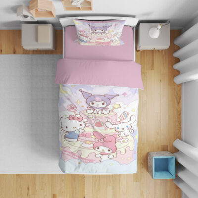 سرویس خواب مدل کرومی و کیتی و ملودی کد kuromi04 یک نفره 5 تکه